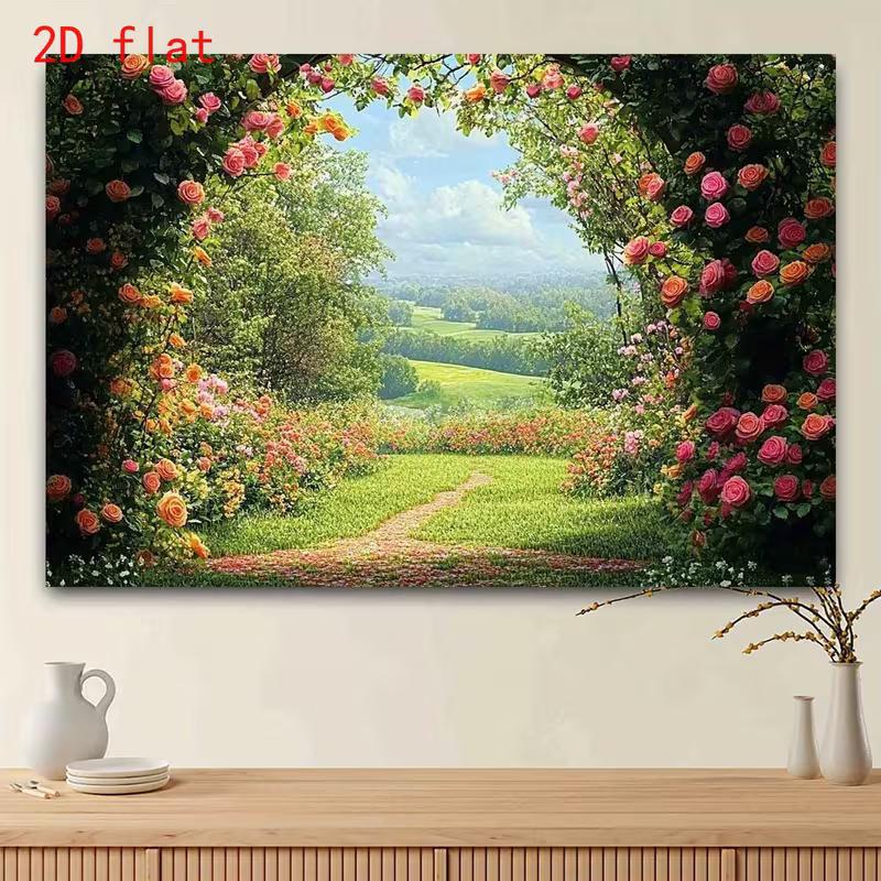 Romantic Garden 2D Backdrop, Secret Garden & Rose Path Photo Background