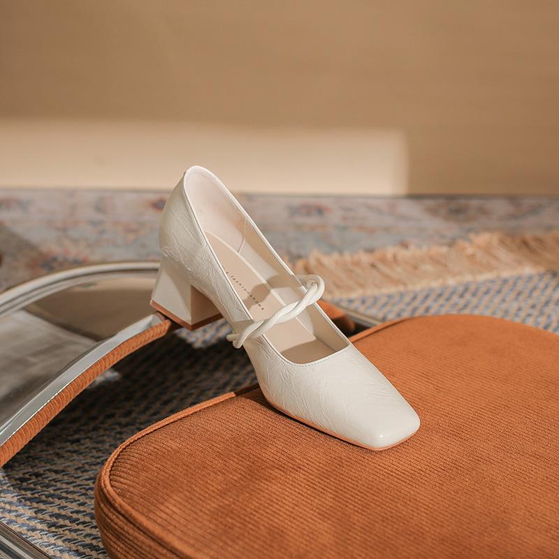5888 Premium Sexy Women's Thick Heel Square Head Mary Jane Single Shoes 2026 New Versatile and Not Tired of High Heels