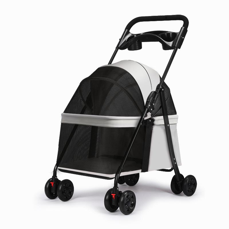 Foldable Pet Stroller Cats/Dog Carriers Comfortable Breathable Puppy Teddy Transport Trolley Outdoor Lightweight Dogs Basket