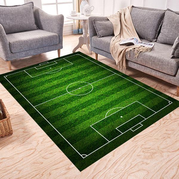 

Modern Football Soccer Field Elements Carpet Non-slip Machine Washable Floor Mat Room Decoration Trend Sports Living Room Rug 40cm x 60cm
