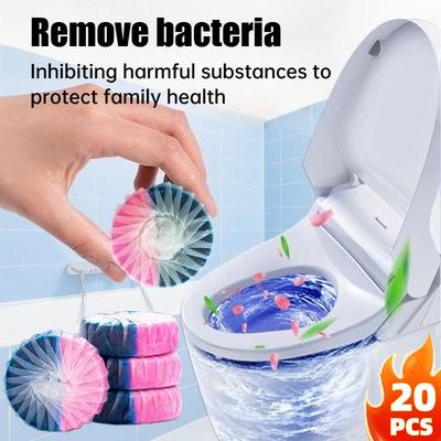 5/10/20Pcs 2 Color Pink & Blue Flush Toilet Bowl Cleaner Tablets Household Condense Cleaner Remove Stain Odor Toilet Blocks Deodorant