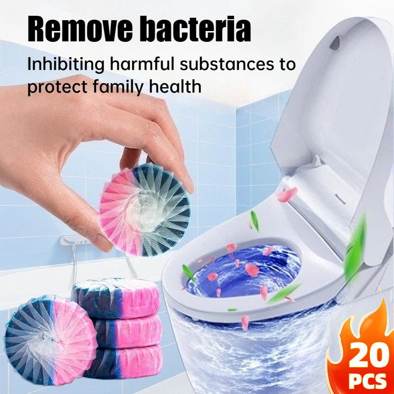 5/10/20Pcs 2 Color Pink & Blue Flush Toilet Bowl Cleaner Tablets Household Condense Cleaner Remove Stain Odor Toilet Blocks Deodorant