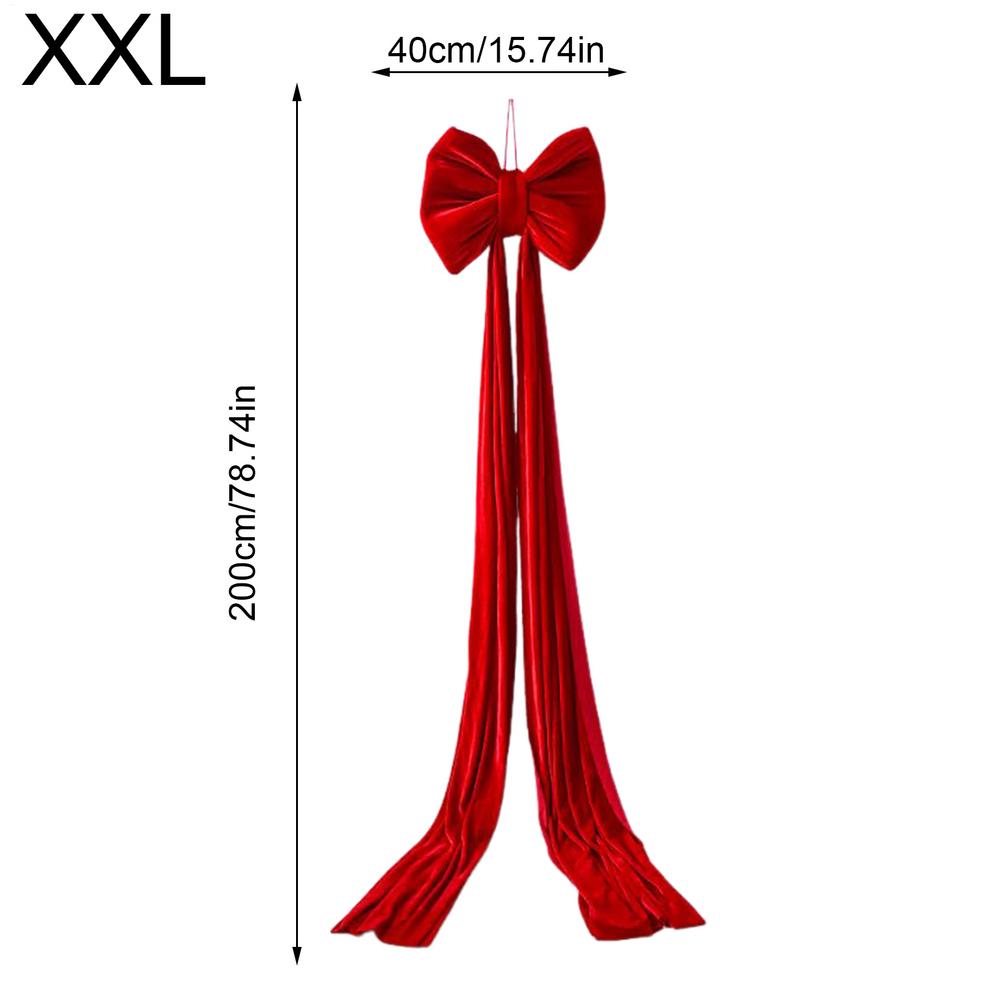 80/180cm Giant Bow Christmas Tree Top Decoration Christmas Front Door Bow With Long Ribbon Velvet Flower Wreath Wall Decoration