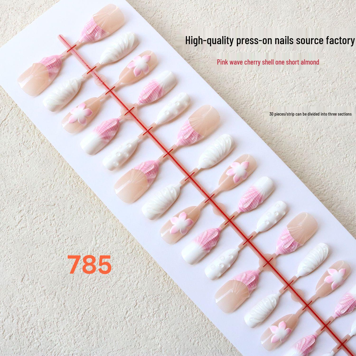 New 3D Pink Floral Blush Wearable Nails - High-End Whitening Fresh Style Nail Stickers.