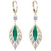 2024 Shining Zircon Green Leaf Earrings: Luxury & Trendy Women's Ear Buckles