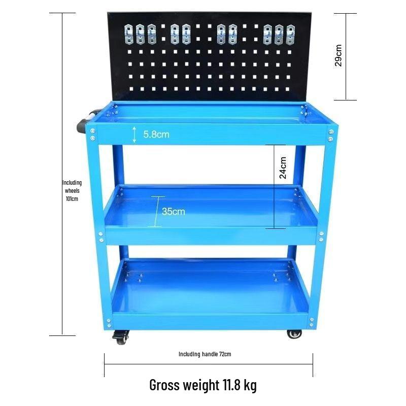 Three-Tier Heavy-Duty Tool Cart for Auto Repair, Workshop, Home Storage