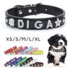 Glowing Rhinestone Pet Collar: PU Leather DIY Name Necklace for Cats & Dogs