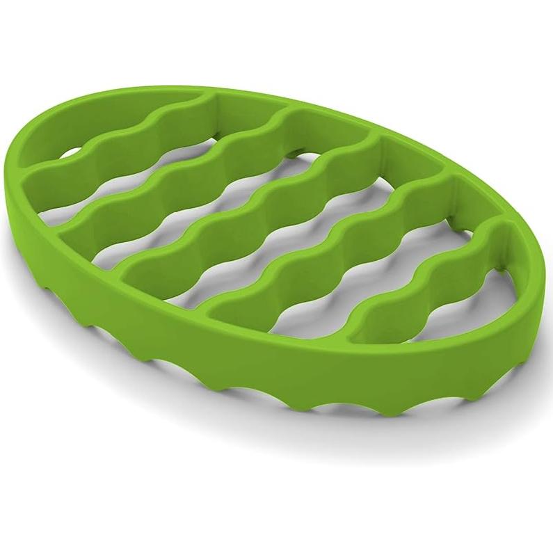 Silicone Roasting Rack, Steamer Rack for Baking Canning Cooking Steaming, Silicone Pressure Cooker Roasting Accessories Compatible with 6-quart and Oval-Green