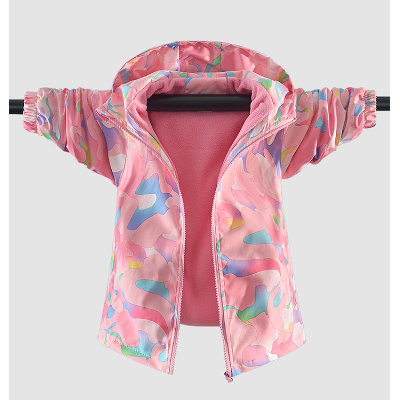 Giacca a vento con cappuccio ispessita per ragazze autunno inverno coreano pile polare all'aperto 4-12 anni giacca per bambini cappotto alla moda per bambini