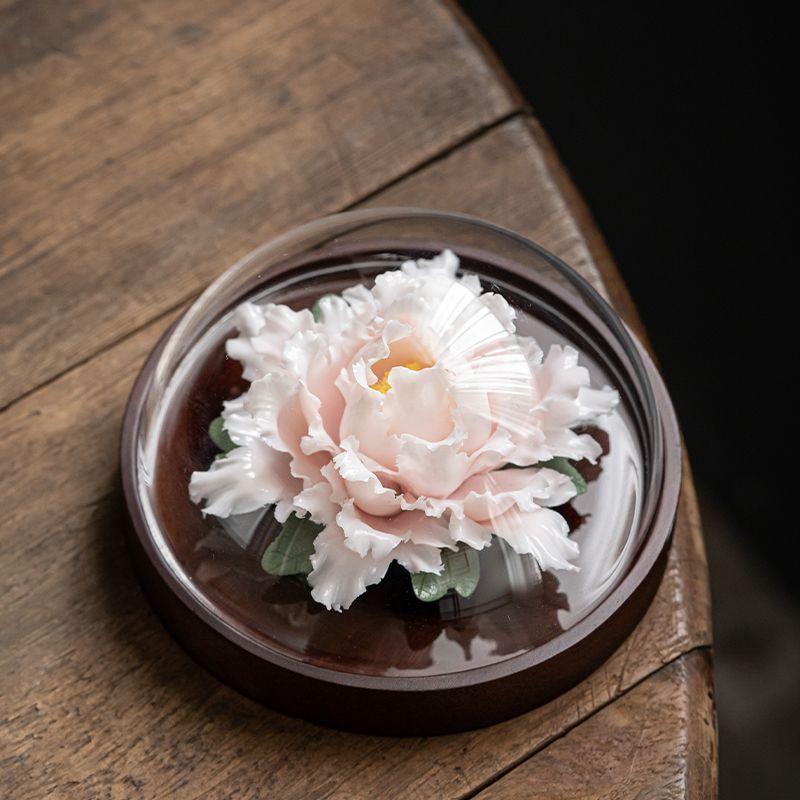 Handmade Ceramic Flower Peony Flower Diffuser Home Office Living Room Teahouse Chinese Creative Tea Ceremony High-end Decoration