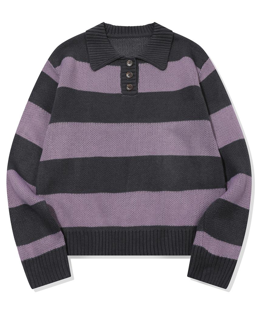 CPGN STUDIO Wide Stripe Rugby Knit Ash Purple