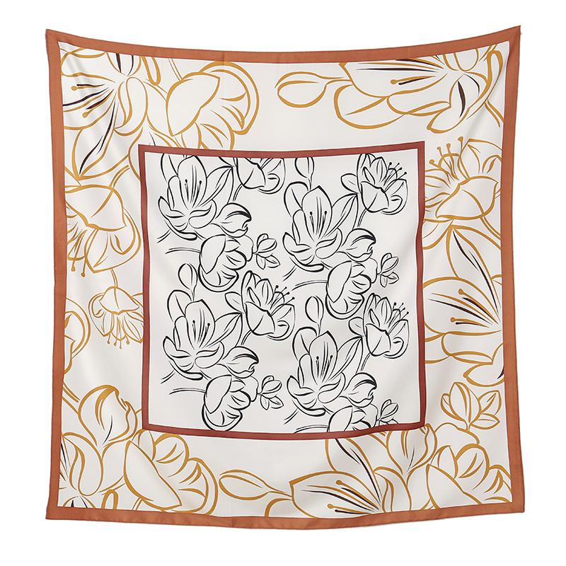 90*90cm Imitation Silk Square Scarf Printed Foulard Shawl Innovative Design Pattern Turban Polyster Headband Islamic Hijabs