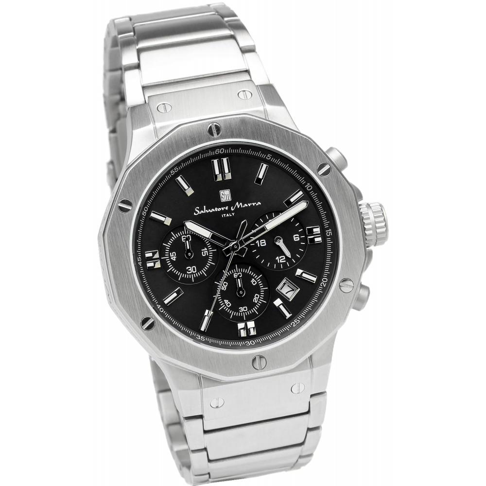 [Salvatore Mara] Men's Chronograph 10 ATM Water Resistant Business 20th Anniversary Limited Model SM18117SS (Black)