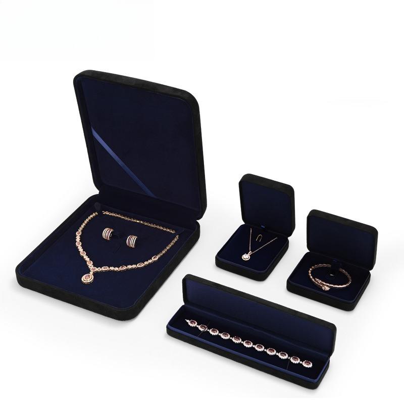 Microfiber Ring & Jewelry Box, Necklace & Pendant Storage Case, Black Metal Set Jewelry Box