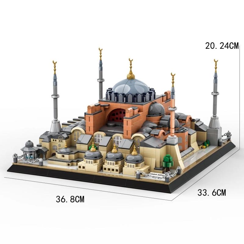 Giftfri 1434 stk Hagia Sophia-Istanbul Byggeklosser Stor Skala Verdensberømt Arkitekturmodell Samling av Små Klωσser For Gave