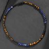 Natural stone necklace, lapis lazuli, tiger's eye stone, bead necklace, bohemian style, irregular jewelry