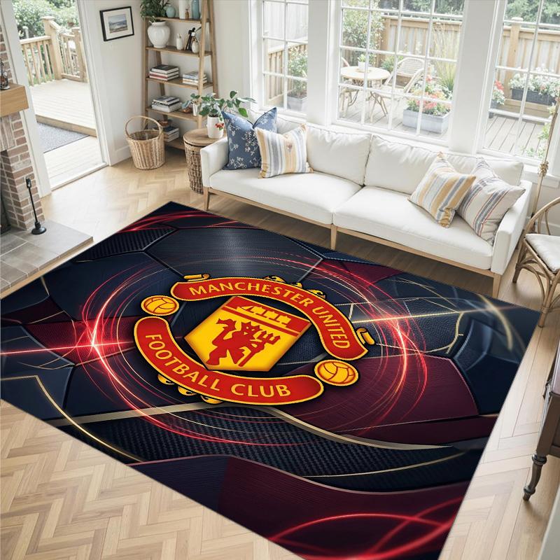 Manchester United Design Crystal Velvet Carpet Cozy Non?Slip Printed Rug For Bedroom Living Room Entrance