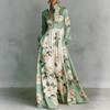 Cross-border European and American French Waist Slim Long-sleeved Printed Dress Elegant Retro Casual Dress Resort Style Women's Clothing