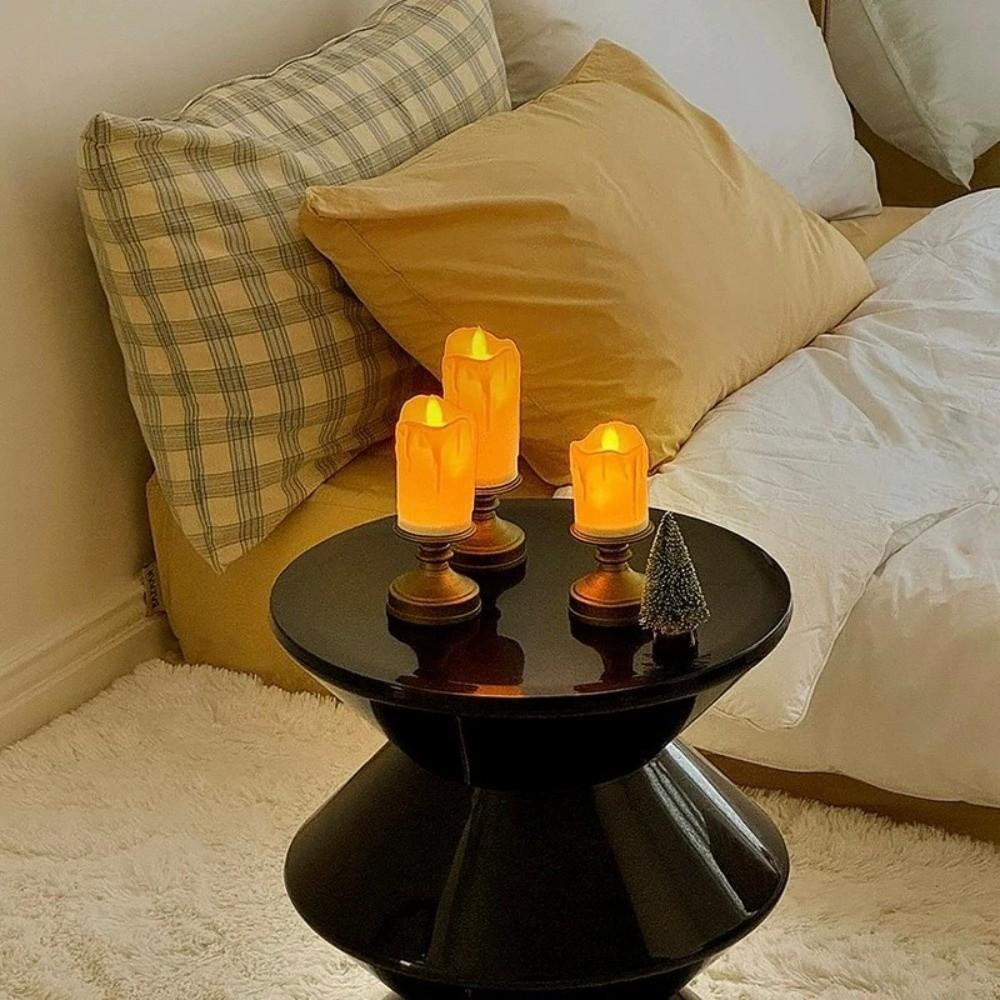 Simulation Candle LED Electronic Candle Light Roman Pillar Candlestick  Dinner Party Supplies