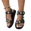 Women's Flat Beach Sandals Adjustable Straps Open Toe Summer Footwear Casual Slip Resistant Sole Comfortable Fit