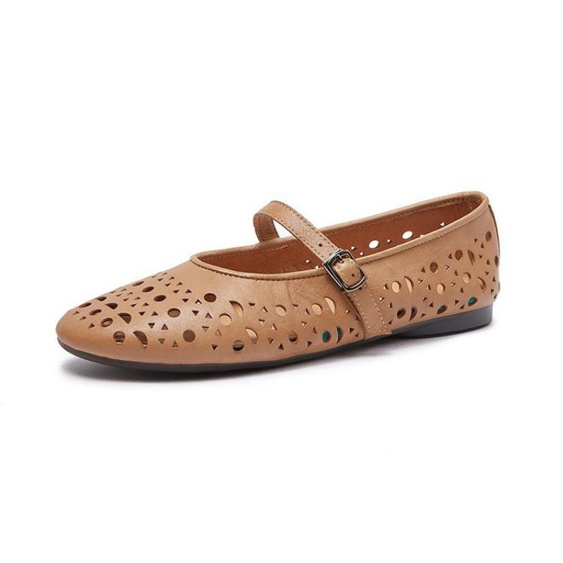 Hollowed-out Mary Jane Shoes for Women Spring and Summer Round Toe Shallow Mouth Soft Flat Bottom Ballet Single Shoes