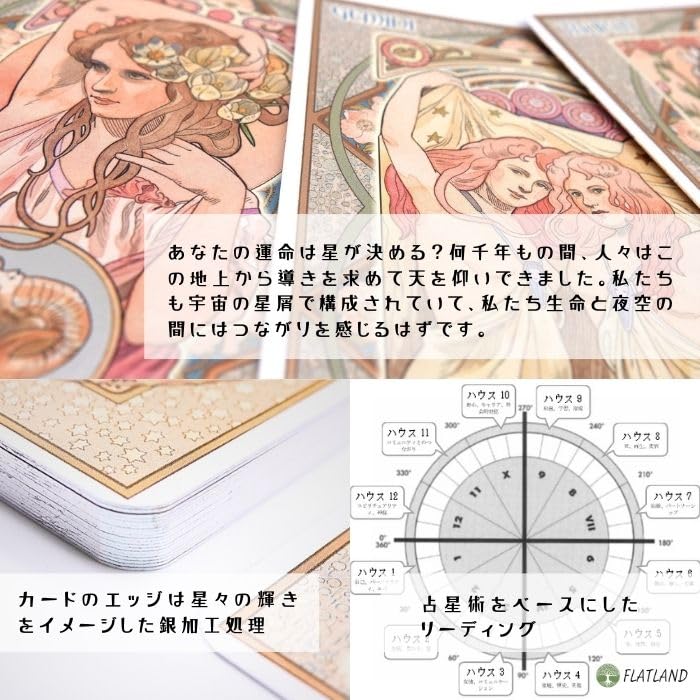 Authentic Astrological Oracle Cards, Art Nouveau Astrology by Antonella Castelli, with Japanese Instructions