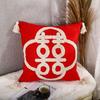 Nordic Moroccan Tassel Tufted Pillow Light Luxury Famous Style Embroidered Back Cushion Pillow Cover Happy Word Cushion