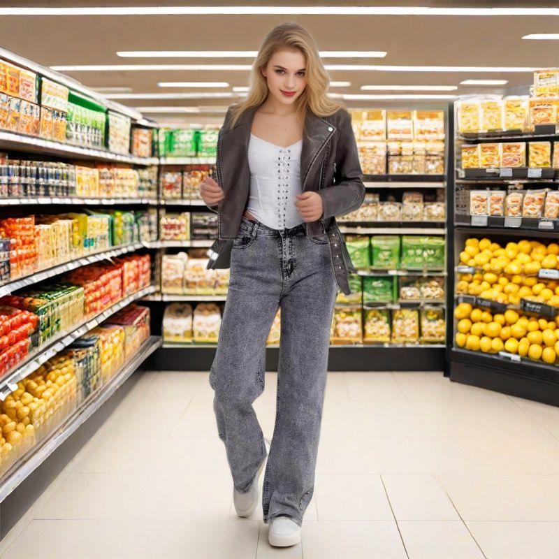 Russian Hot-Selling Women s Jeans - Stylish Foreign Trade Pants 32 серый