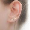 Minimalist Hammered Curved Bar Ear Cuff Stud Earrings Three Tone Option Women Simple Ear Jewelry