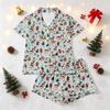 Women's Christmas Pajama Set with Short-Sleeve Button-Down Shirt and Shorts