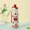 New High-value Cute Cartoon Straw Cup Will Carry Rope Double Drink Straight Cup 316 Stainless Steel Thermos Cup