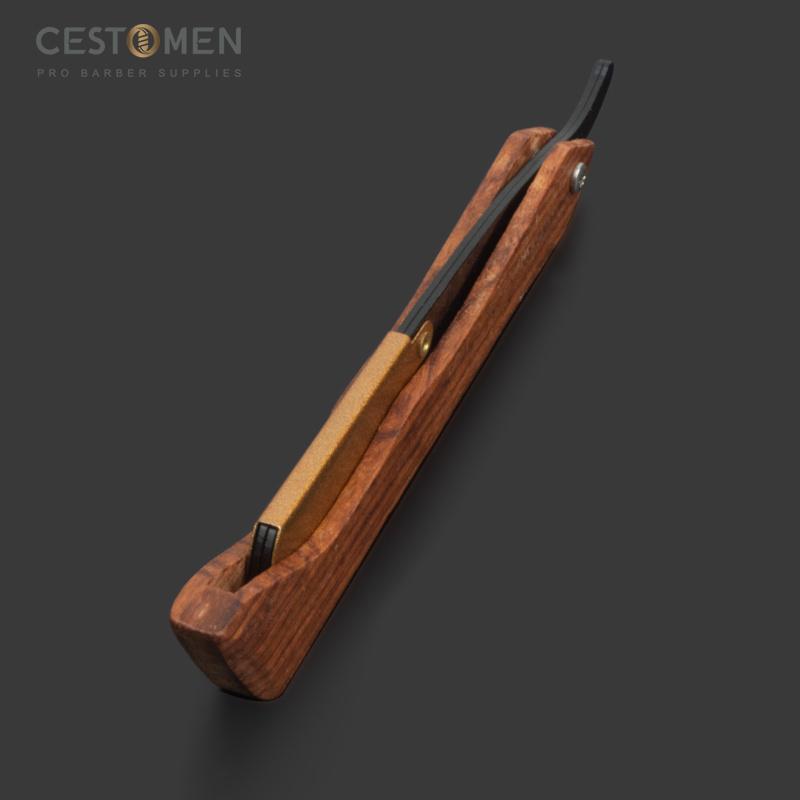 CESTOMEN Barber Wooden Handle Shaving Razor Stainless Steel Changeable Blade Razor Holder