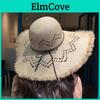 Summer Raffia Straw Hat With Wide Brim And Geometric Pattern For Beach And Vacation Use