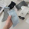 Double-Layer Lace Socks Children'S Dongdaemun Tide Socks Letter Bow Embroidered Medium Tube Stacking Socks Thin