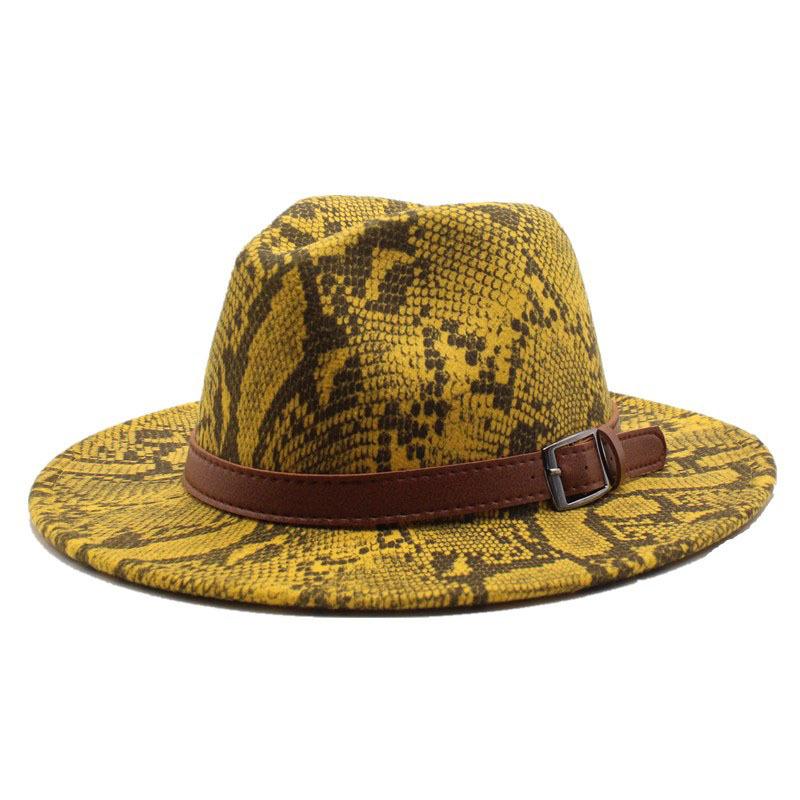 Woolen Hat, Men'S And Women'S Hats, British Style Snake Pattern Casual Top Hat, Felt Hat, Women'S Hat, Jazz Hat.