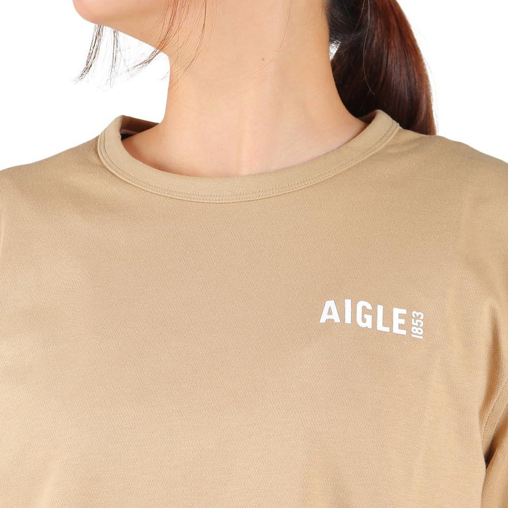 Aigle Official Crew Neck Logo Khaki Women's T-Shirt, ZTFAI40,