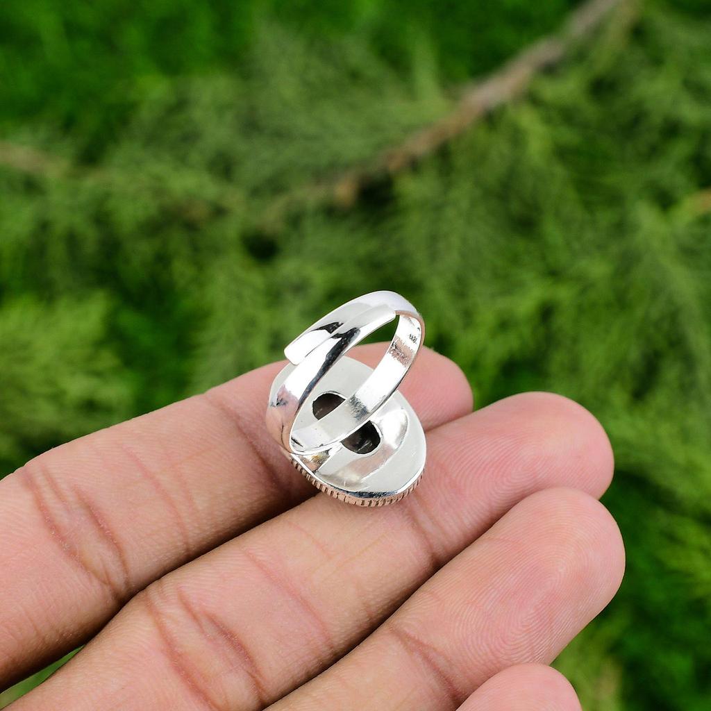 Easter Sale Oval Coconut Jasper Stone Statement Promise Ring Jewelry 925 Silver