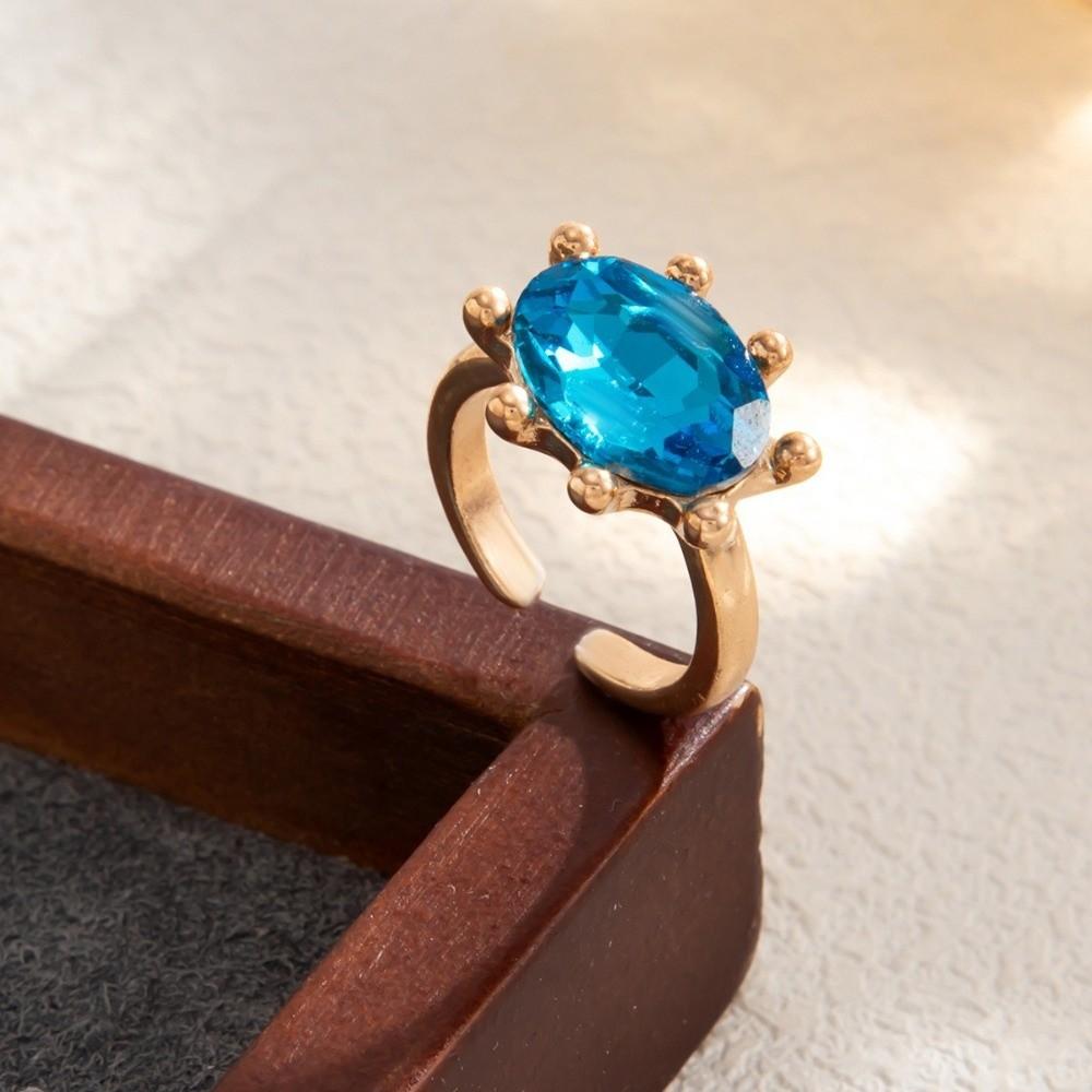 Shiny Candy Color Statement Ring Stackable Finger Ring Gift Oval Shape Rhinestone Ring Daily Wear