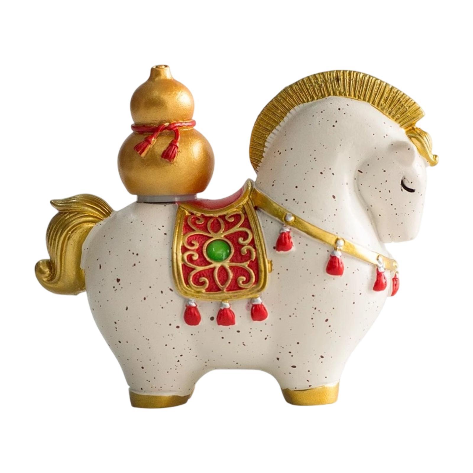 

Horse Figurine Resin Collectible Creative Desktop Ornament Horse Statue for Desk Cabinet Table Centerpiece Shelf Living Room