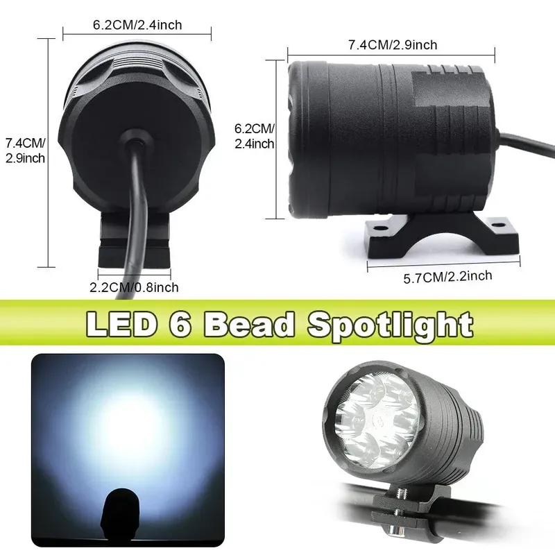 6 Led Chips Additional strobe LED Spotlight for Motorcycle 200W Motocross Flash led Headlights Fog Light for car ATV UTV 12V 24V