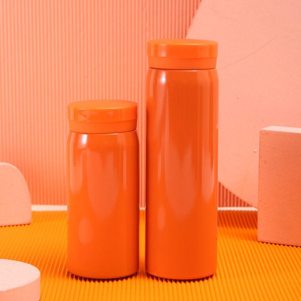 Solid Color Slim Insulated Thermal Water Bottle Round Hot Cold Water Bottle  Outdoor Hiking