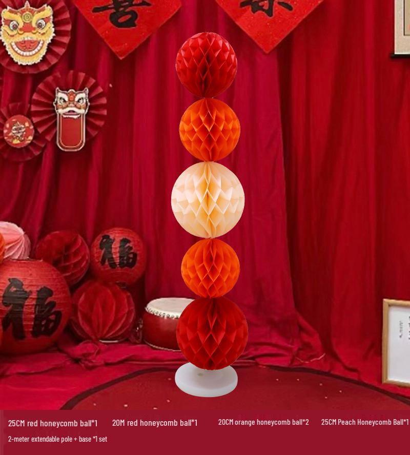 Chinese New Year Lantern Honeycomb Ball Decoration for Birthday and Photo Props
