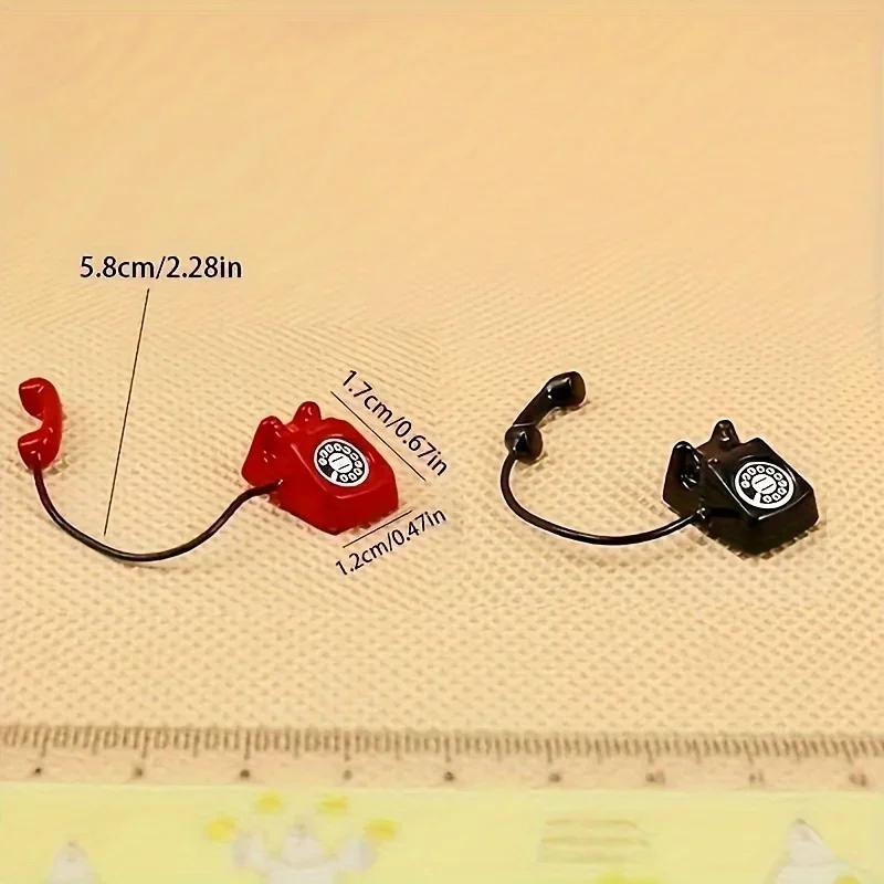 Mini Phone Model, Alloy Retro Rotating Phone, Doll House Furniture, Dollhouse Accessories, Mini Landline Phone
