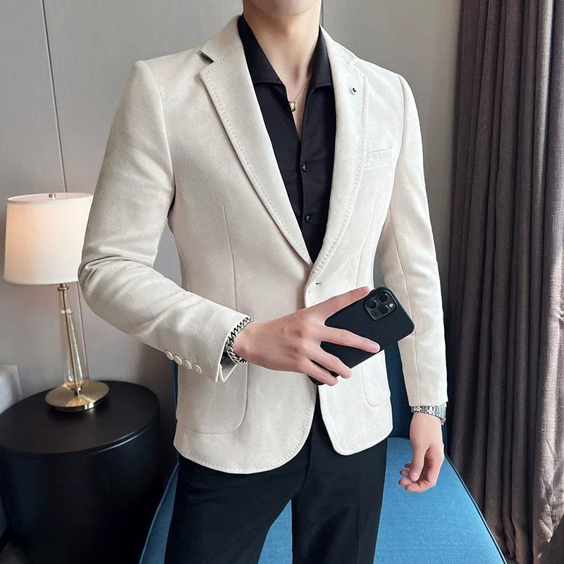 Fashion Suit Coat Men's Slim Fit Elegant Luxury Blazer Coat Business Casual Wedding Suit Jacket Plus Size