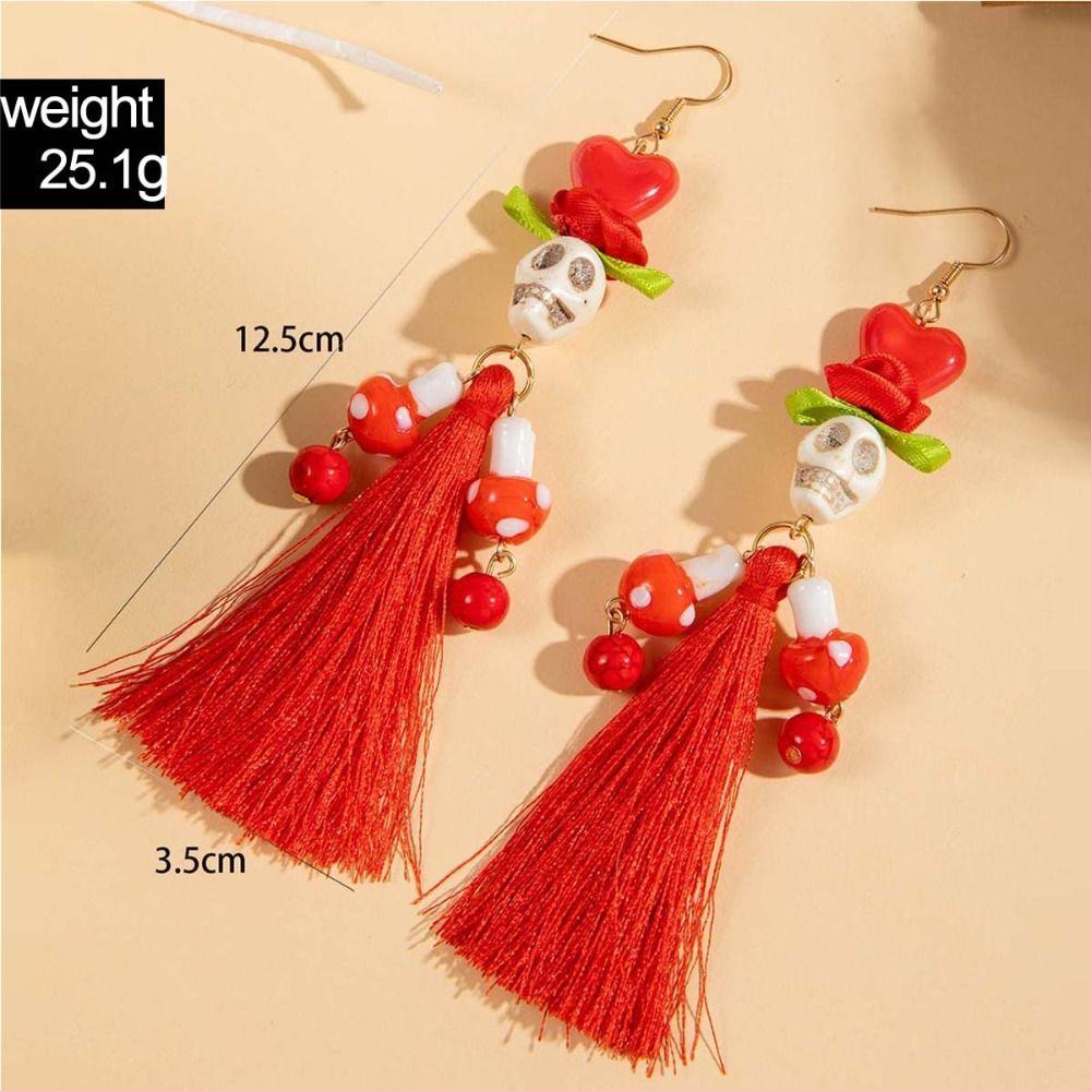 Rice Bead Halloween Earrings Tassel Ear Jewelry Accessories Fashion Pumpkin Earrings  Girls Gift