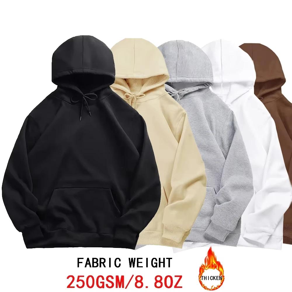 Warm Thicken Fleece Hoodie Men Women Unisex Casual Pullover Long Sleeve Solid Color Sweatshirts Autumn Winter Harajuku hoodies