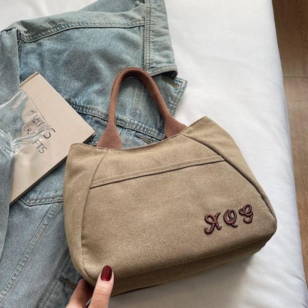 

Casual with Zipper Tote Bag Multifunctional Large Capacity Canvas Handbag Storage Bag Women хаки