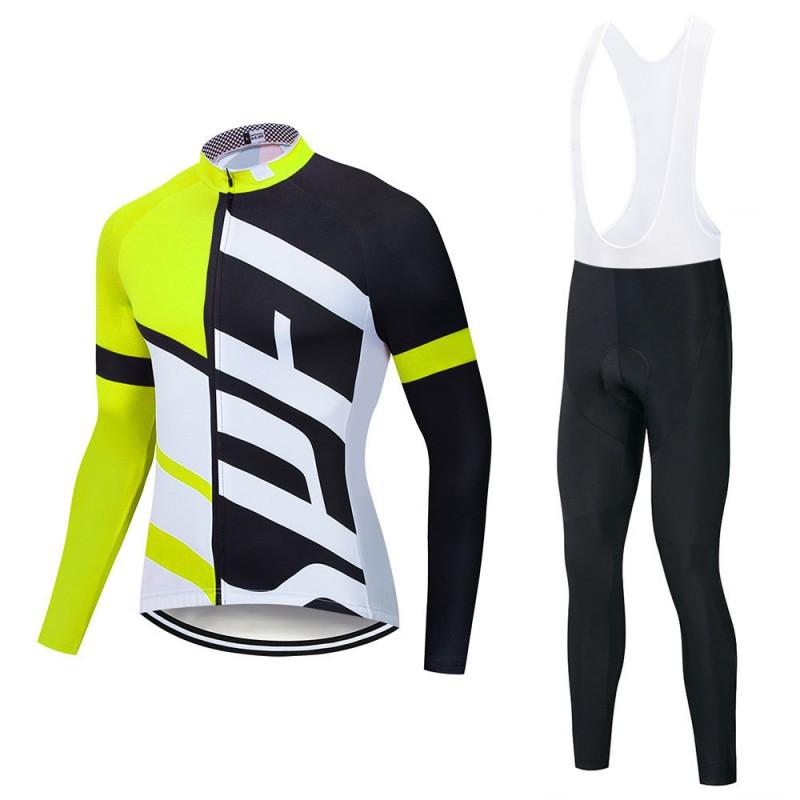 Men Women Cycling Bib Jersey Set Lightweight Breathable Long Sleeve Bike Outfit