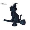 Exquisite Cat Collectible Witch Figurine, Black Riding Broom Statue, 3D Printed Figure Ornament, Desktop Decoration for Home Office Decor Ornament