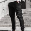 Cargo Pants Large Side Pockets Fine Texture Contrast Color Men Splicing Sports Trousers for Daily Life